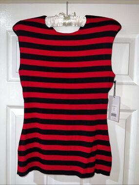 BAILEY LOVE TRAIN STRIPED DOUBLE LINED TOP WITH SHOULDER PADS SIZE S